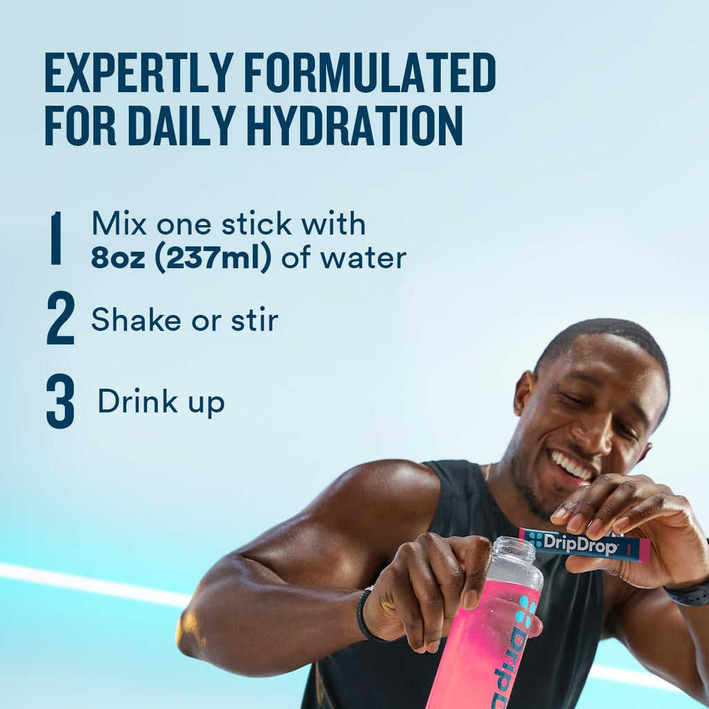 DripDrop Hydration Packets - Juicy Variety Pack - Single Serve Electrolytes Powder Drink Mix - Grape, Fruit Punch, Strawberry Lemonade, Cherry - Non-GMO, - FENGGESTORE20