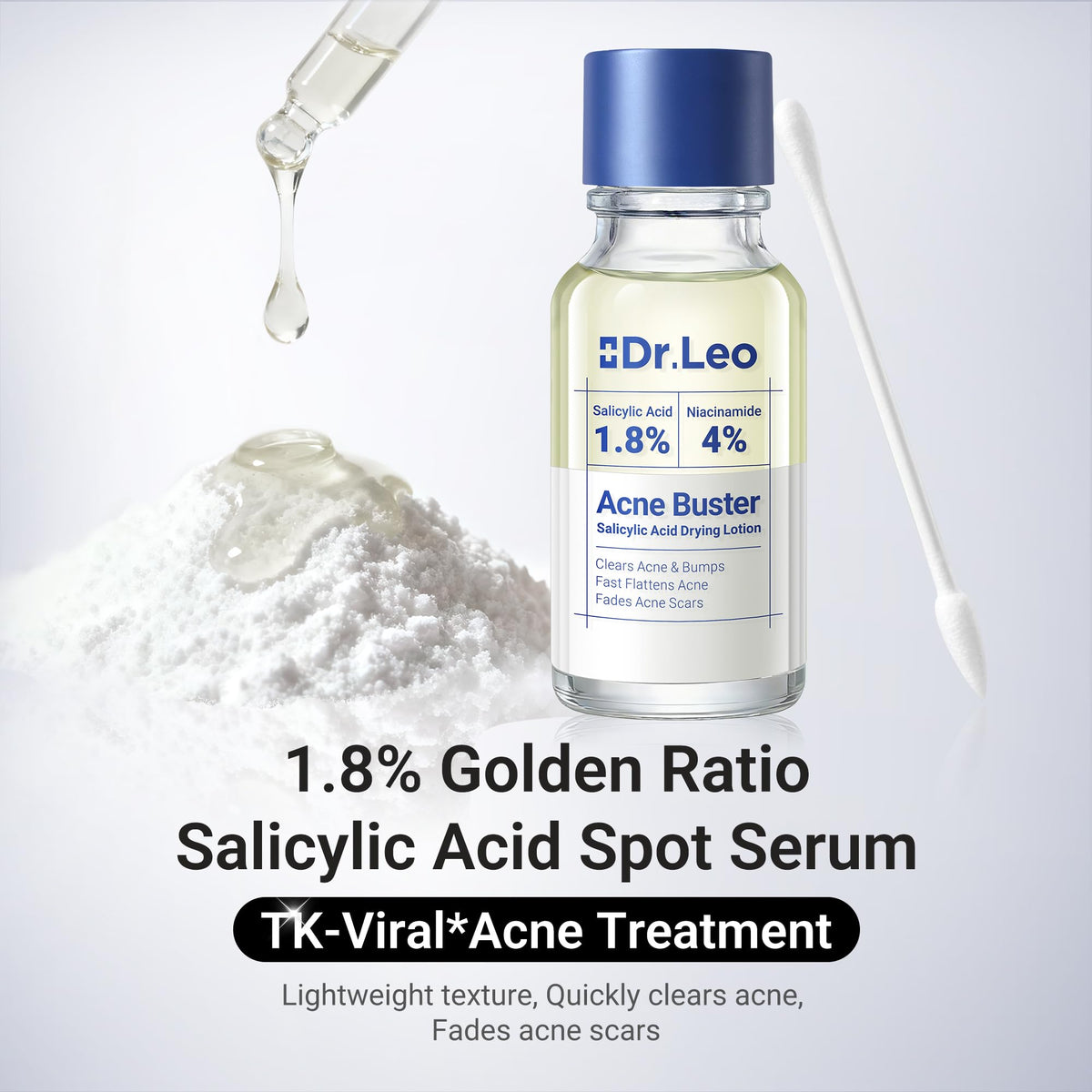 Dr.Leo 1.8% Salicylic Acid Spot Serum, Acne Treatment for Acne-Prone Sensitive Skin | Niacinamide, Fast Pimple Relief, Fades Acne Marks - FENGGESTORE20