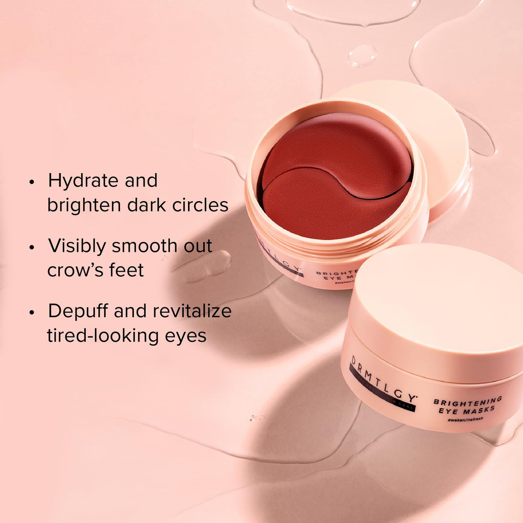 DRMTLGY Brightening Eye Masks – Biodegradable Hydrogel Under Eye Patches with Caffeine, Peptides, Hyaluronic Acid & Niacinamide - FENGGESTORE20