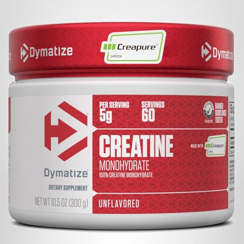 Dymatize 100% Creatine Monohydrate with CREAPURE, 5g Per Serving, 60 Servings (300g), Creatine for Women and Men, Gluten Free - FENGGESTORE20