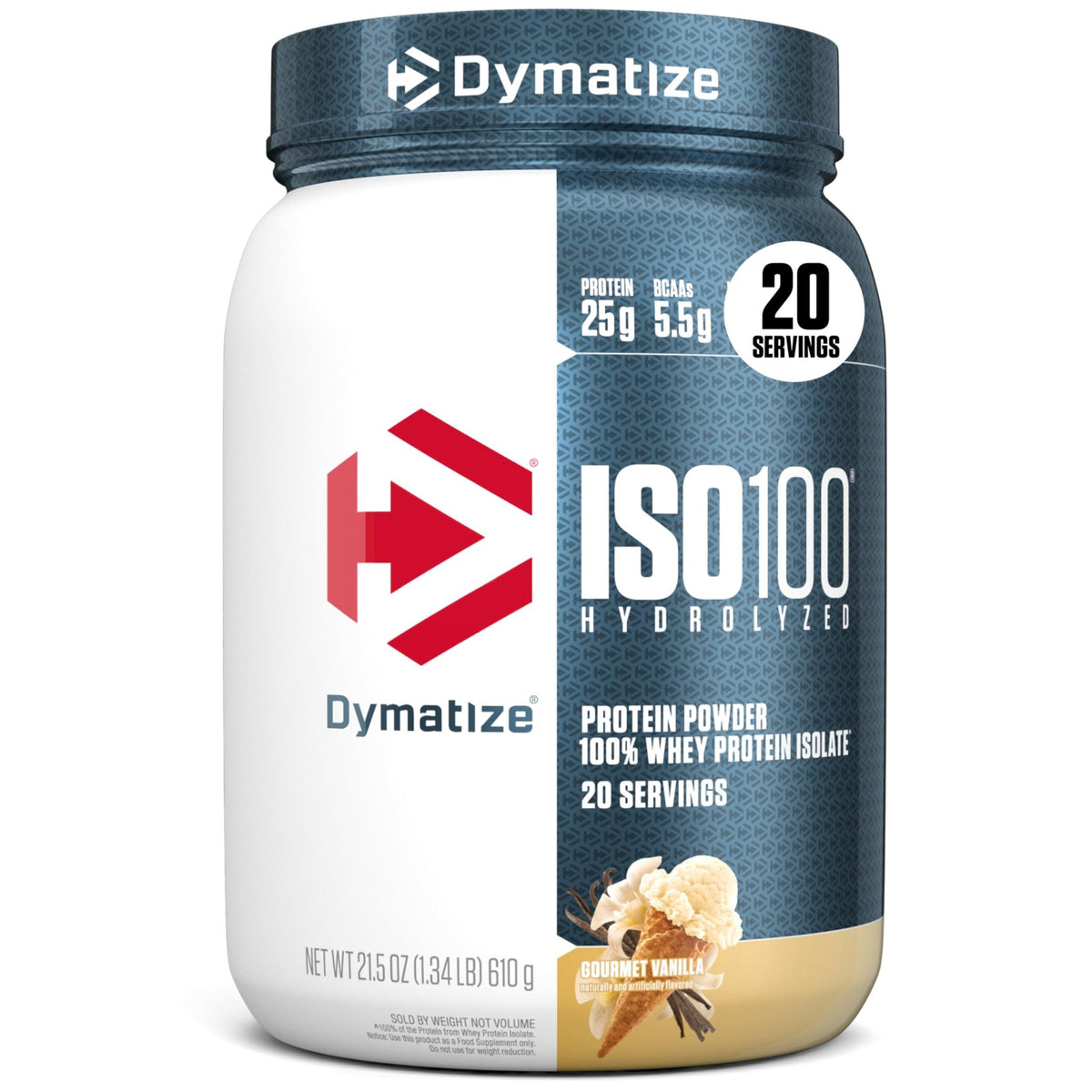 Dymatize ISO100 Whey Protein Powder Isolate, Gourmet Vanilla, 25g of Protein, 5.5g BCAAs, Less Than 120 Cal., Gluten Free - FENGGESTORE20