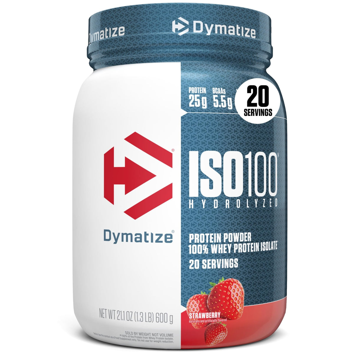 Dymatize ISO100 Whey Protein Powder Isolate, Strawberry, 25g of Protein, 5.5g BCAAs, Less Than 120 Cal., Gluten Free, - FENGGESTORE20