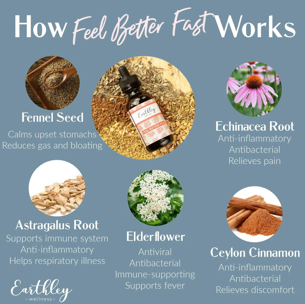 Earthley Wellness Feel Better Fast, All-Natural Relief for Minor Ailments, Organic Herbal Formula, Supports Immune & Digestive Health, Echinacea Root and More - FENGGESTORE20