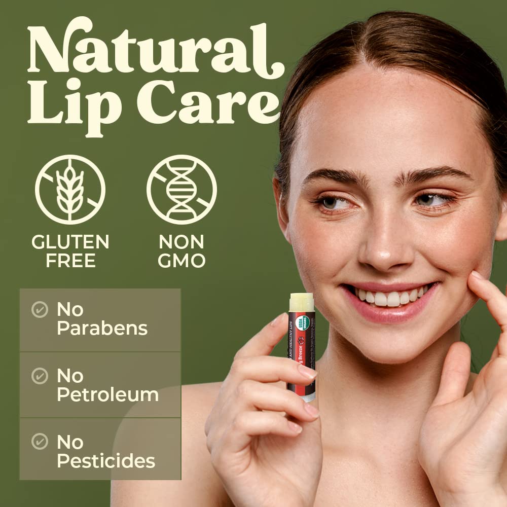 Earth's Daughter USDA Organic Lip Balm 6-Pack - Fruit Flavors, Beeswax, Coconut Oil, Vitamin E - Best Lip Repair - FENGGESTORE20
