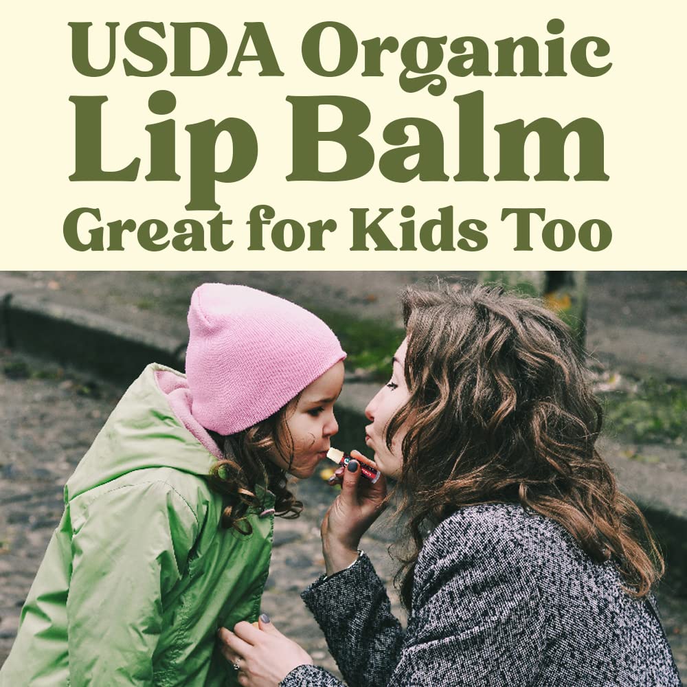 Earth's Daughter USDA Organic Lip Balm 6-Pack - Fruit Flavors, Beeswax, Coconut Oil, Vitamin E - Best Lip Repair - FENGGESTORE20