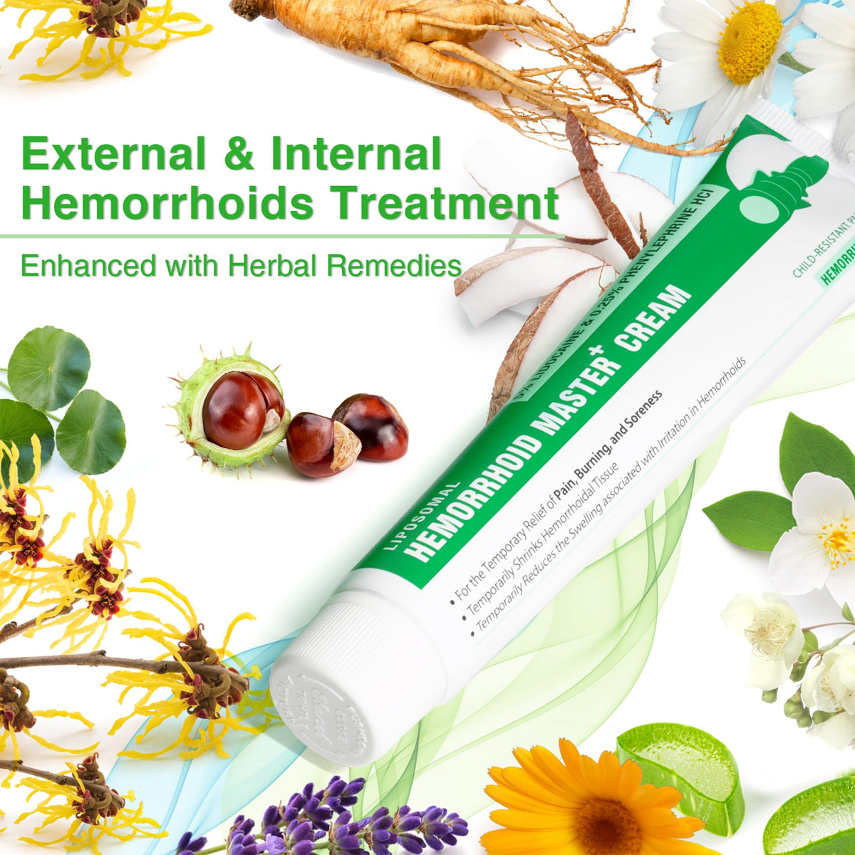 Ebanel 5% Lidocaine Hemorrhoid Treatment Cream with Witch Hazel, Phenylephrine, Horse Chestnut, Vitamin B6, Zinc Oxide, External and Internal Hemorrhoids Treatment Burn Itch Pain Relief Anal Cream - FENGGESTORE20