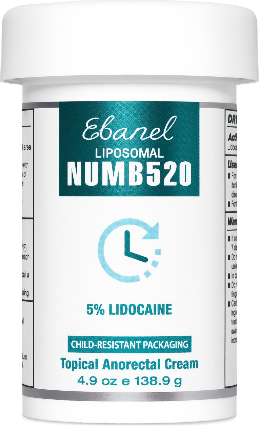 Ebanel 5% Lidocaine Numbing Cream, Pain Relief Burn Itch Cream, Maximum Strength Topical Anesthetic with Allantoin, Vitamin E for Local and Anorectal Uses, Hemorrhoid Treatment, 4.9 Oz - FENGGESTORE20