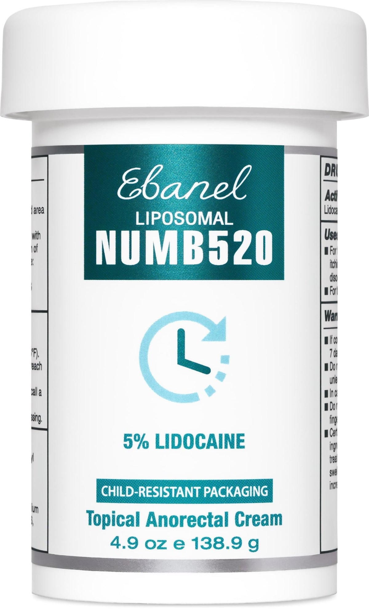 Ebanel 5% Lidocaine Numbing Cream, Pain Relief Burn Itch Cream, Maximum Strength Topical Anesthetic with Allantoin, Vitamin E for Local and Anorectal Uses, Hemorrhoid Treatment, 4.9 Oz - FENGGESTORE20