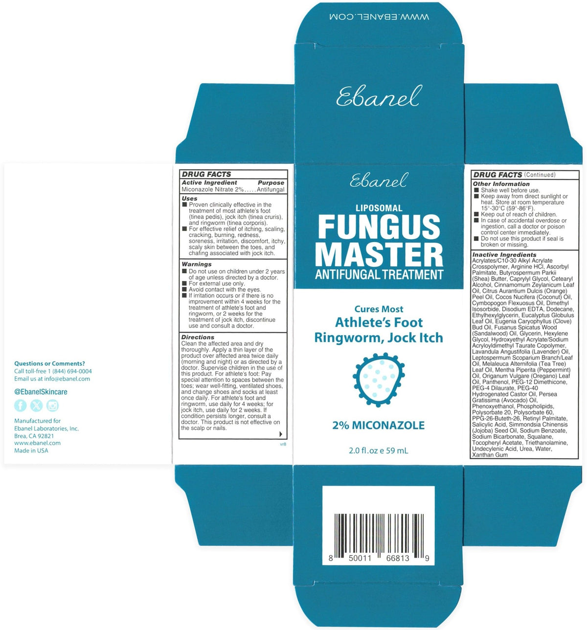 Ebanel Antifungal Cream Miconazole Athletes Foot Treatment, Cures Fungal Infection Leading to Nail Fungus, Jock Itch Cream with Undecylenic Acid, Tea Tree & Manuka Oil, Fast Itch Relief for Ringworm - FENGGESTORE20