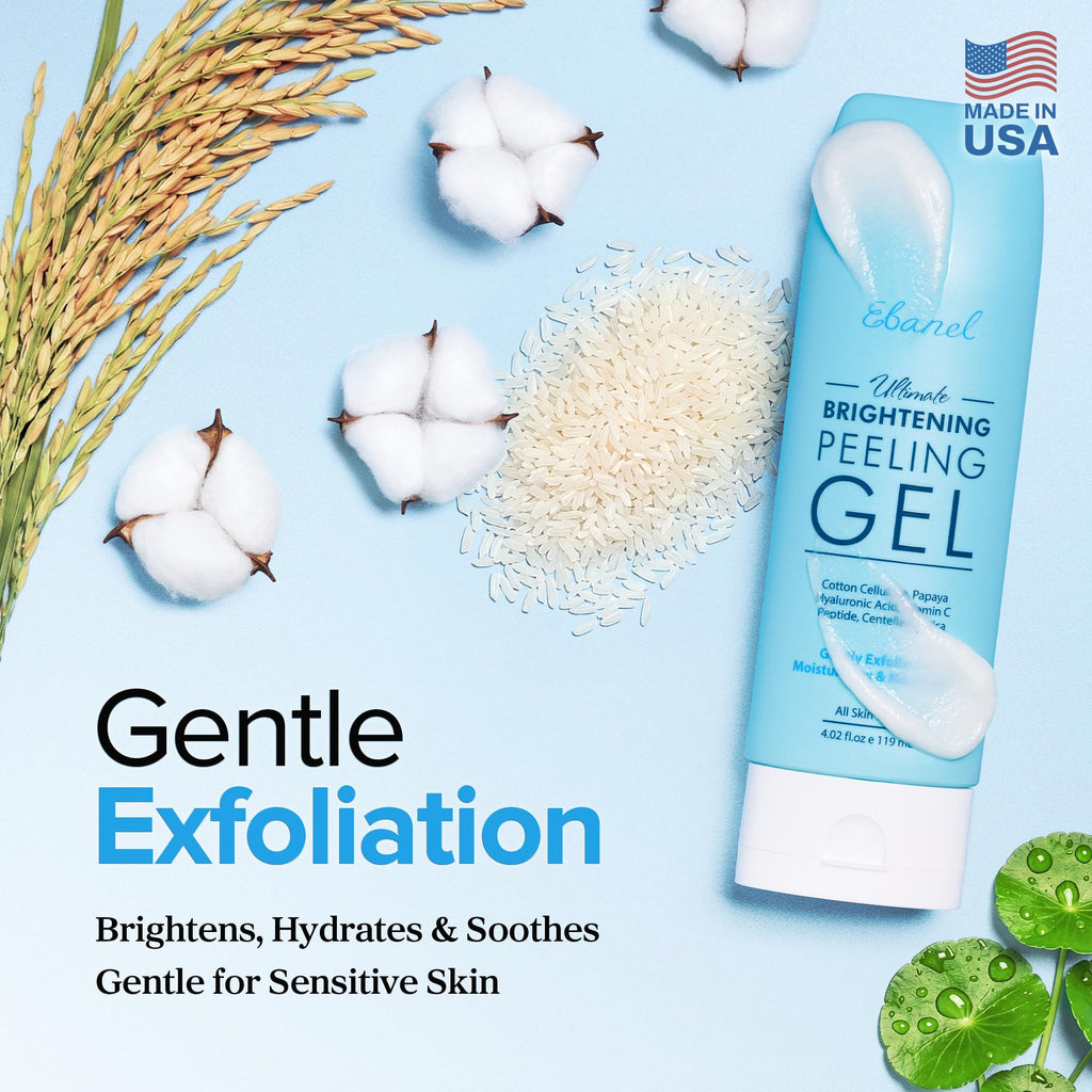 Ebanel Brightening Peeling Gel with Cotton Cellulose, Rice, Papaya, Centella, Hyaluronic Acid for Face and Body, Gentle Exfoliating Face Scrub Gel Peel Wash, Deep Pore Cleanser Minimizer Exfoliator - FENGGESTORE20