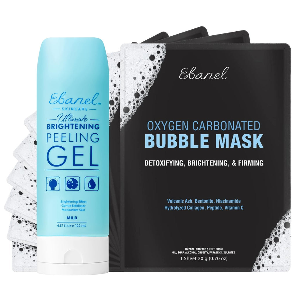 Ebanel Bundle of 10 Pack Bubble Clay Masks, and Exfoliating Face Scrub Peeling Gel Mild 4.12 Oz - FENGGESTORE20