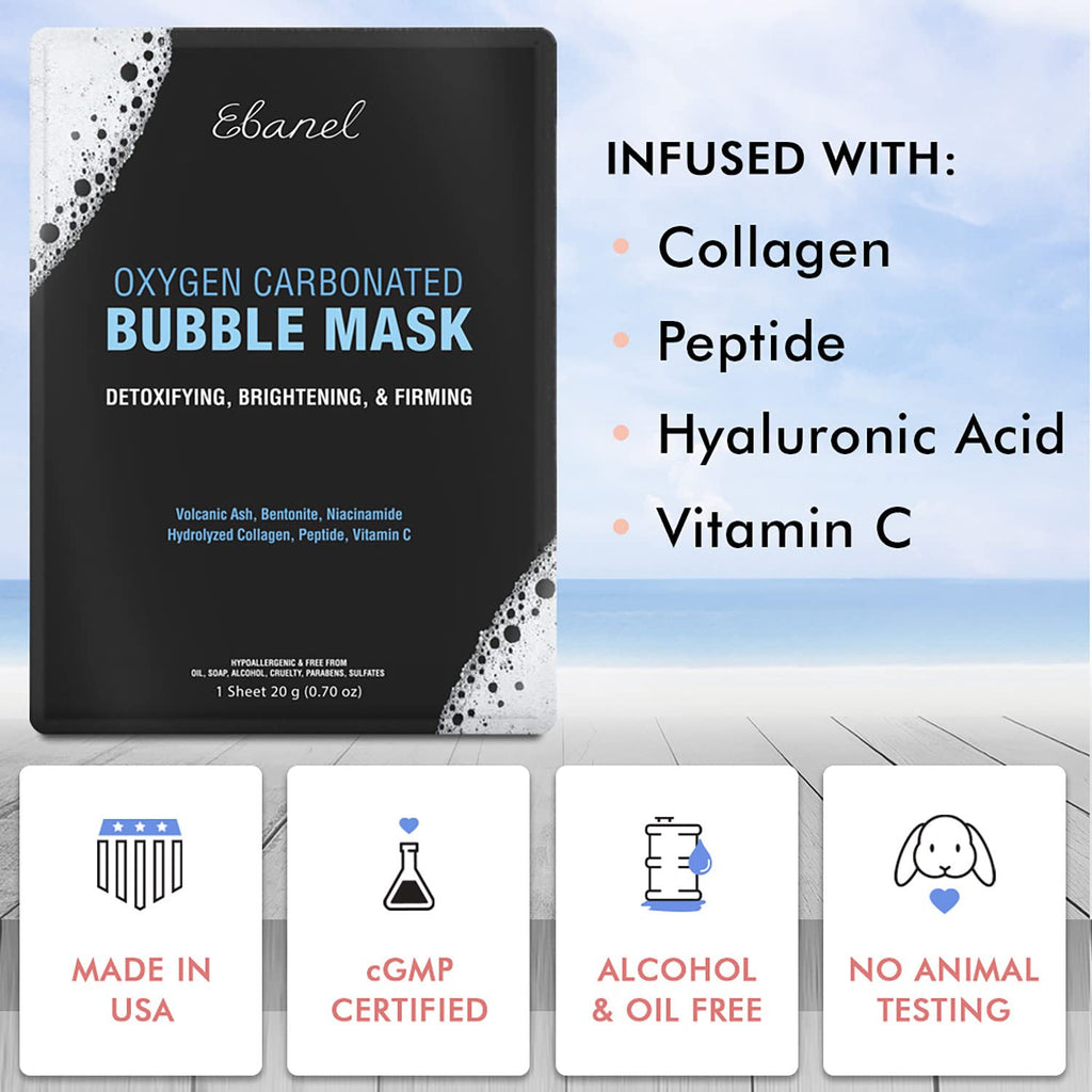 Ebanel Bundle of 15-Pack Collagen Face Mask, and 10-Pack Carbonated Bubble Clay Mask - FENGGESTORE20