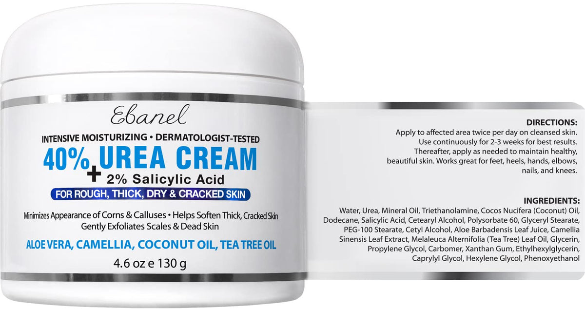 Ebanel Bundle of 2 Pack 40% Urea Cream 4.6 Oz, and Pain Relief Cream Arnica Menthol 2.28 Oz - FENGGESTORE20