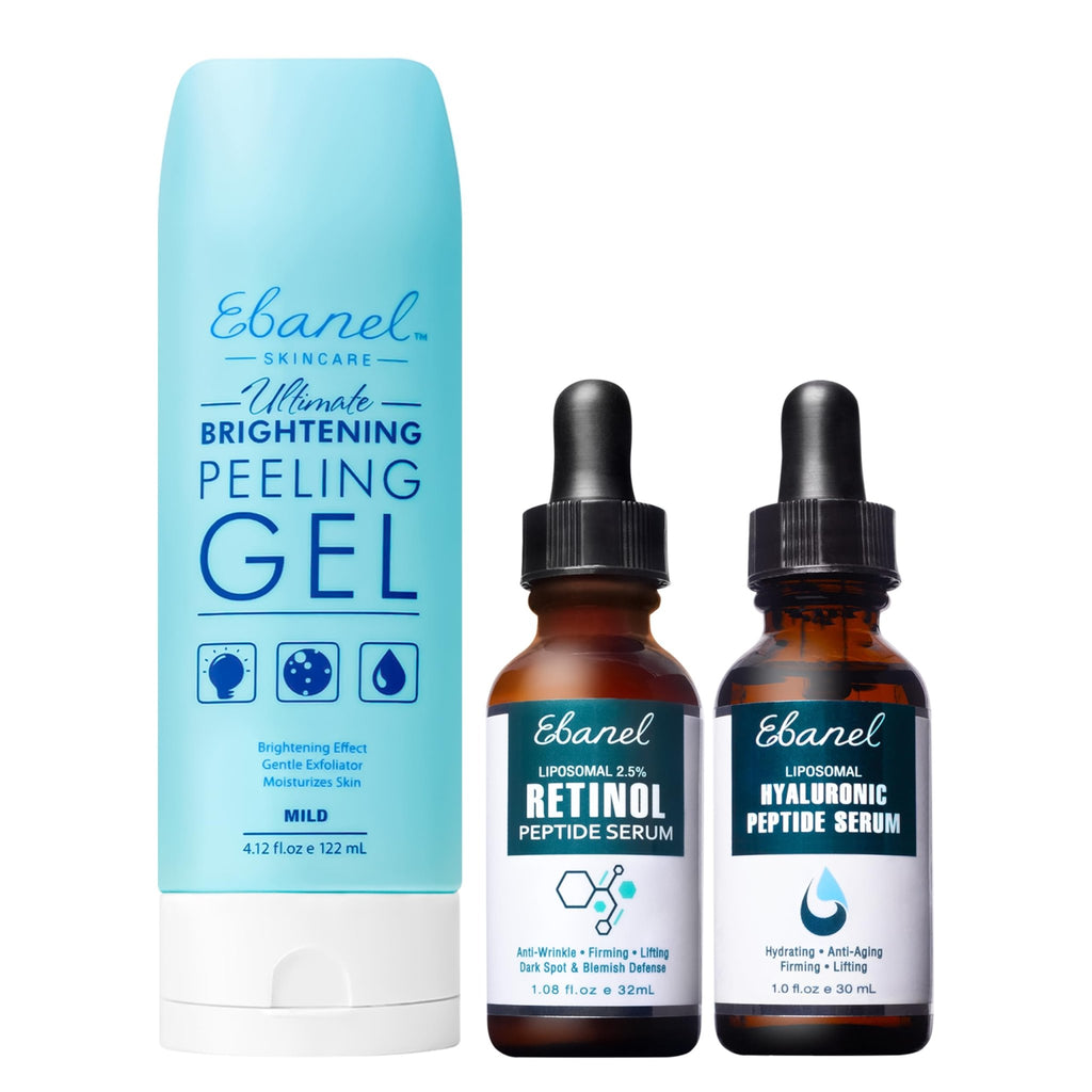 Ebanel Bundle of 2.5% Retinol Serum, Hyaluronic Acid Serum, and Exfoliating Face Scrub Peeling Gel 4.12 Oz - FENGGESTORE20