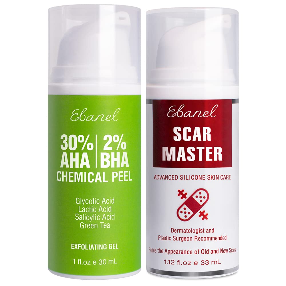 Ebanel Bundle of 30% AHA 2% BHA Chemical Peel and Advanced Silicone Scar Gel - FENGGESTORE20