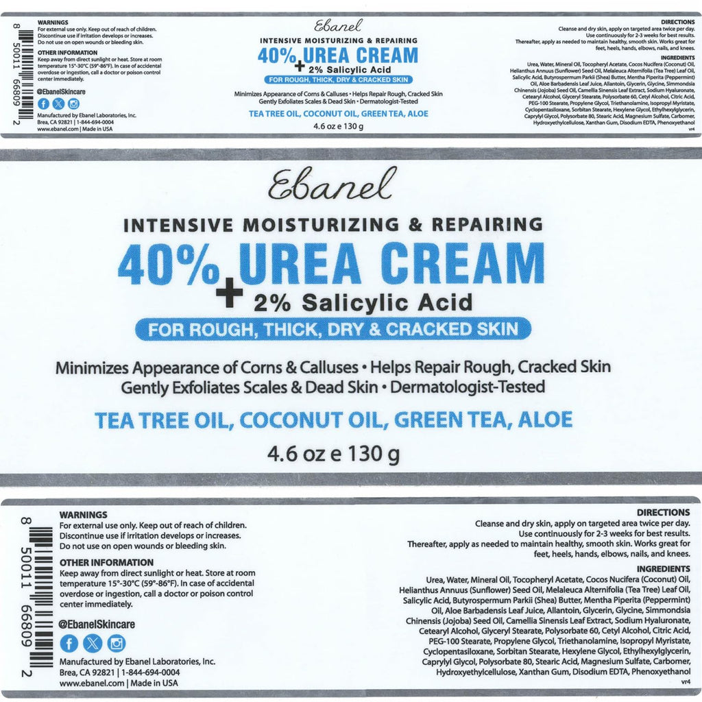 Ebanel Bundle of 40% Urea Cream 2-Pack and Callus Remover Gel - FENGGESTORE20