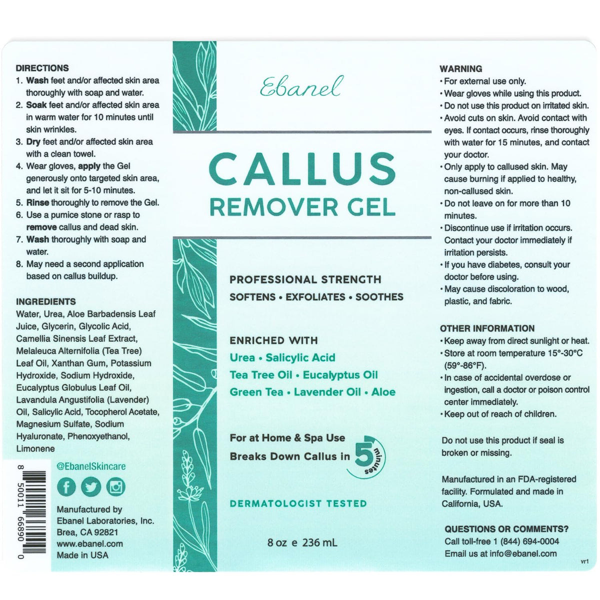 Ebanel Bundle of 40% Urea Cream 2-Pack and Callus Remover Gel - FENGGESTORE20