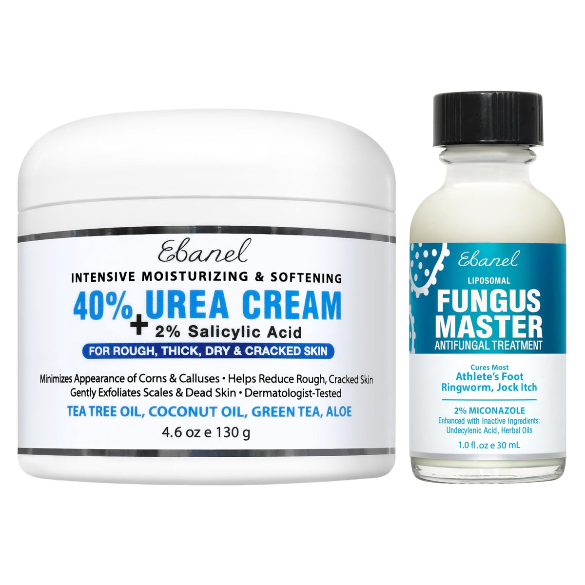 Ebanel Bundle of 40% Urea Cream 4.6 Oz, and Fungus Treatment 1 Oz - FENGGESTORE20