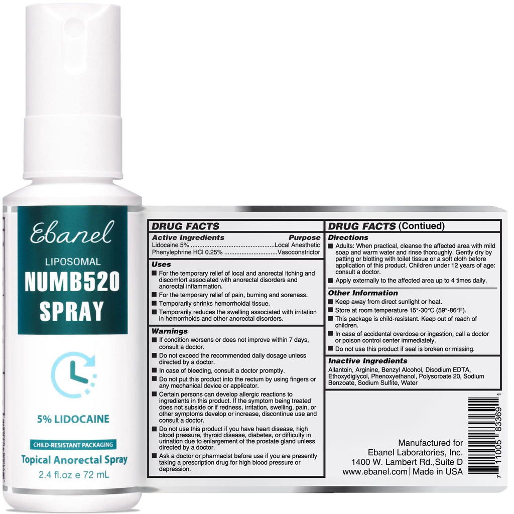 Ebanel Bundle of 5% Lidocaine Numbing Spray and Callus Remover Gel - FENGGESTORE20