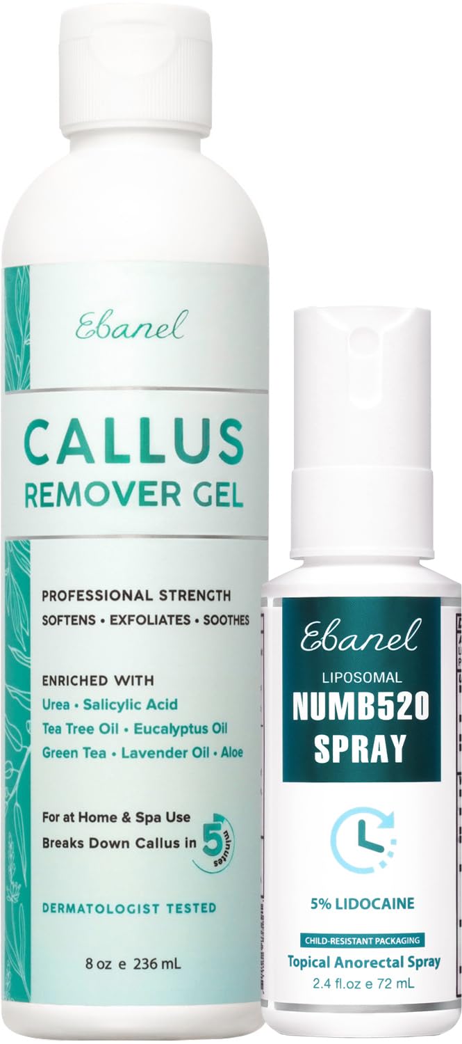 Ebanel Bundle of 5% Lidocaine Numbing Spray and Callus Remover Gel - FENGGESTORE20
