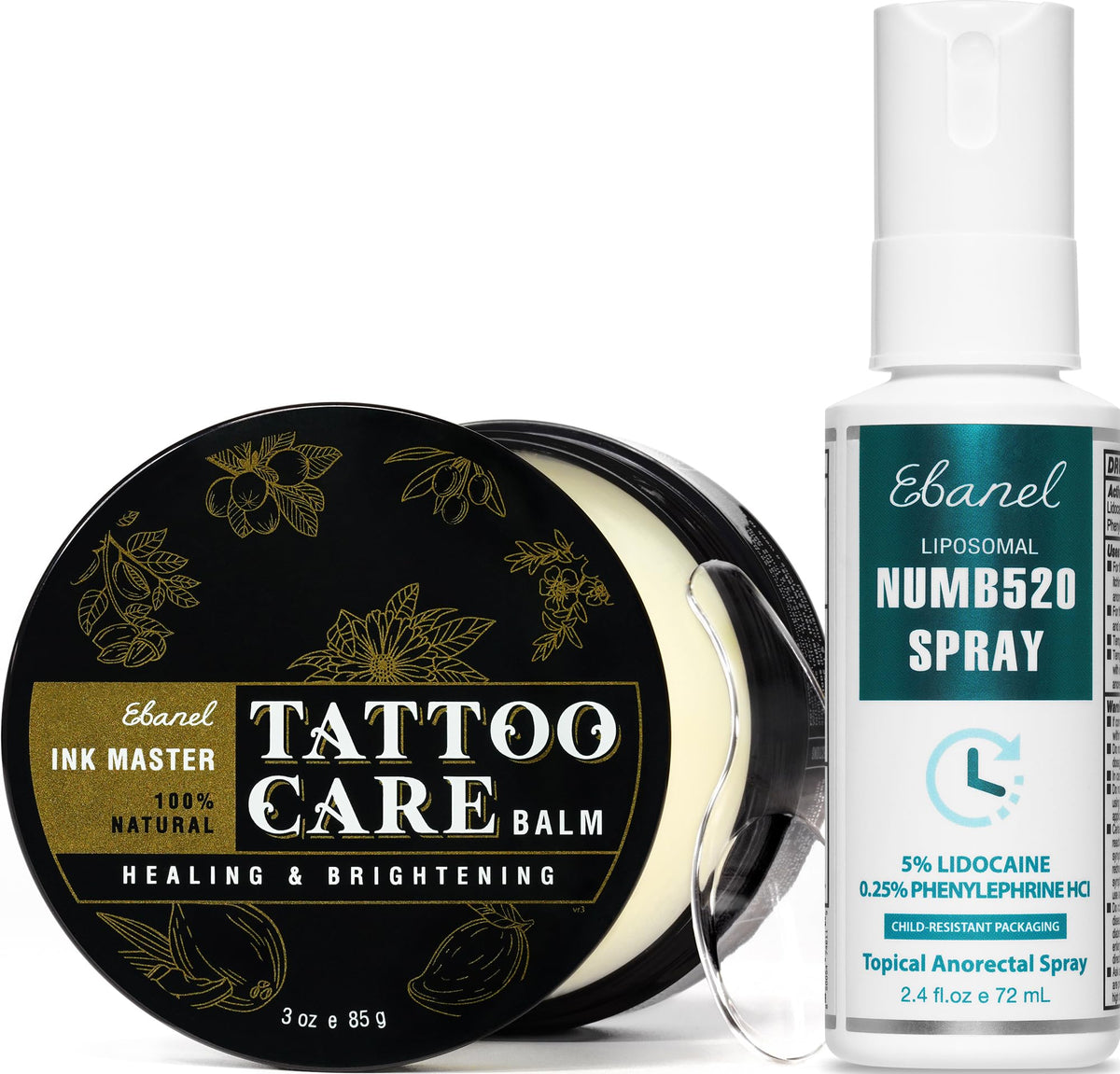 Ebanel Bundle of 5% Lidocaine Numbing Spray and Tattoo Aftercare Healing Balm - FENGGESTORE20