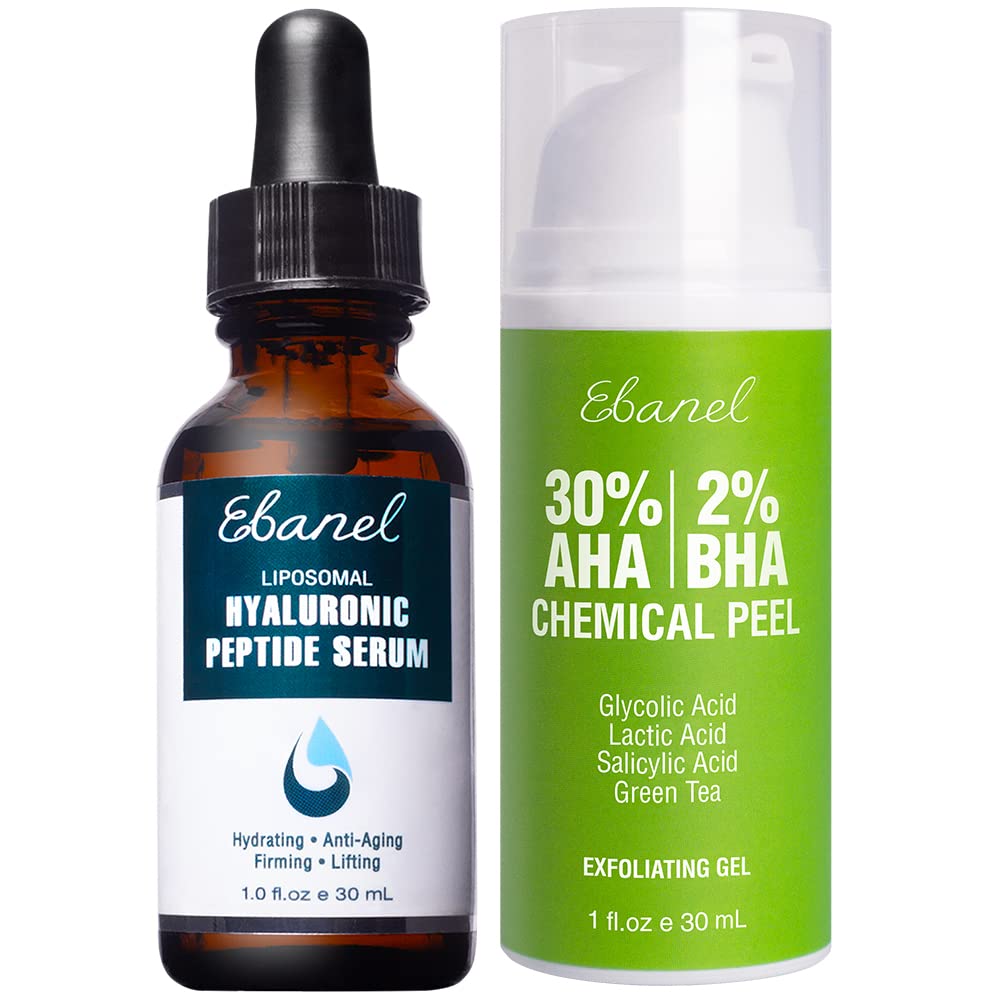 Ebanel Bundle of Hyaluronic Acid Serum and 30% AHA 2% BHA Chemical Peel Exfoliant Gel - FENGGESTORE20