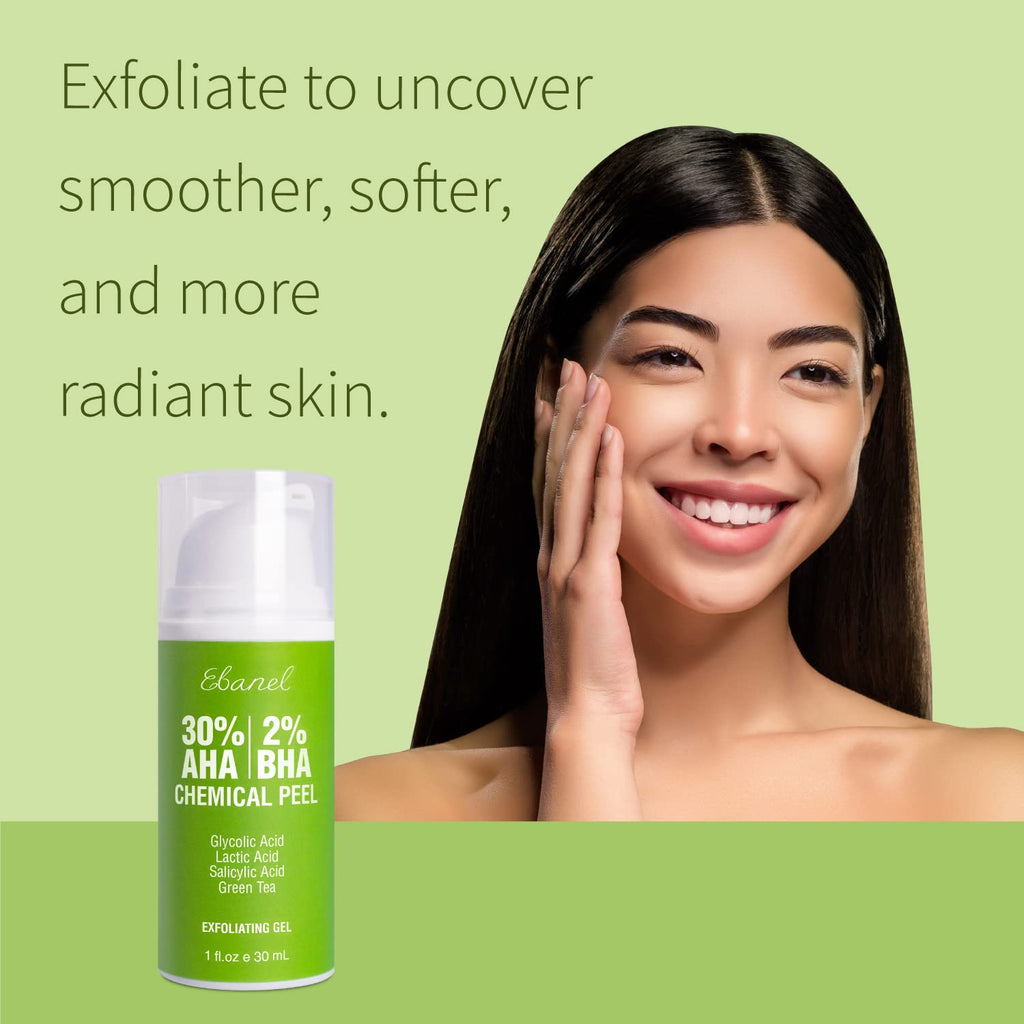 Ebanel Bundle of Hyaluronic Acid Serum and 30% AHA 2% BHA Chemical Peel Exfoliant Gel - FENGGESTORE20