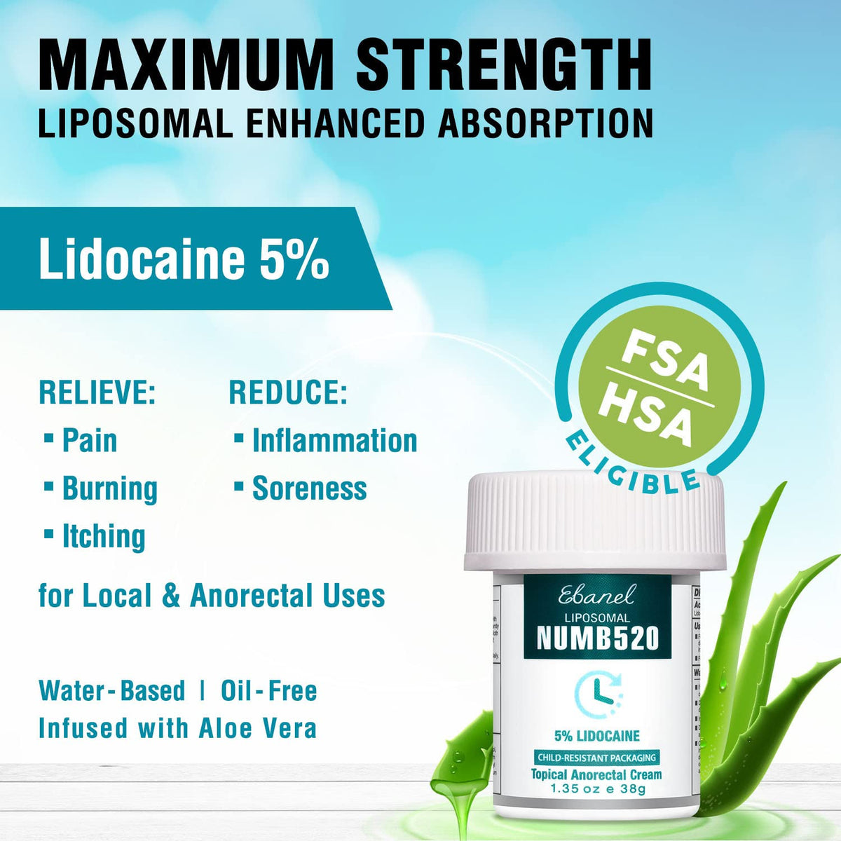 Ebanel Bundle of Lidocaine Numbing Cream, and Advanced Silicone Scar Gel 1 Oz - FENGGESTORE20