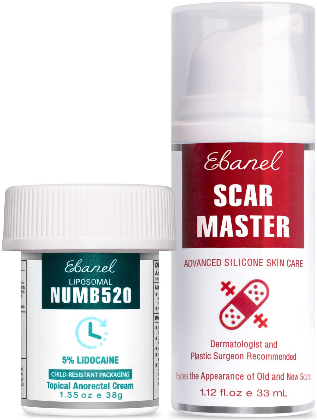 Ebanel Bundle of Lidocaine Numbing Cream, and Advanced Silicone Scar Gel 1 Oz - FENGGESTORE20