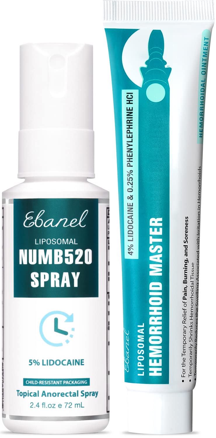 Ebanel Bundle of Lidocaine Numbing Spray, and Hemorrhoid Master - FENGGESTORE20