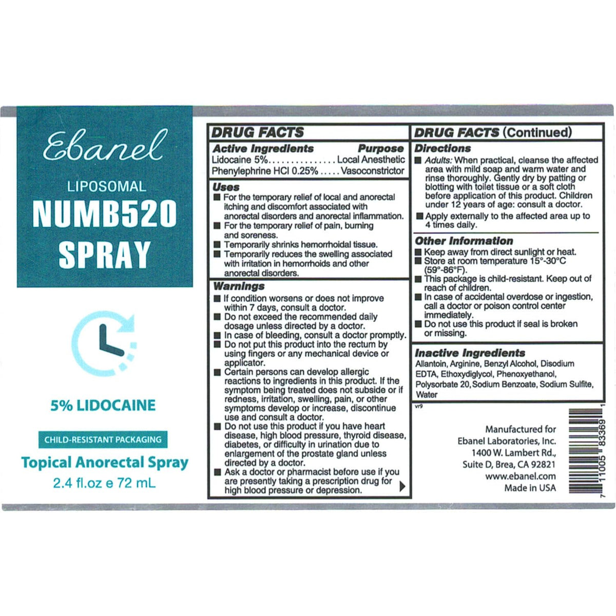 Ebanel Bundle of Lidocaine Numbing Spray, and Hemorrhoid Master - FENGGESTORE20