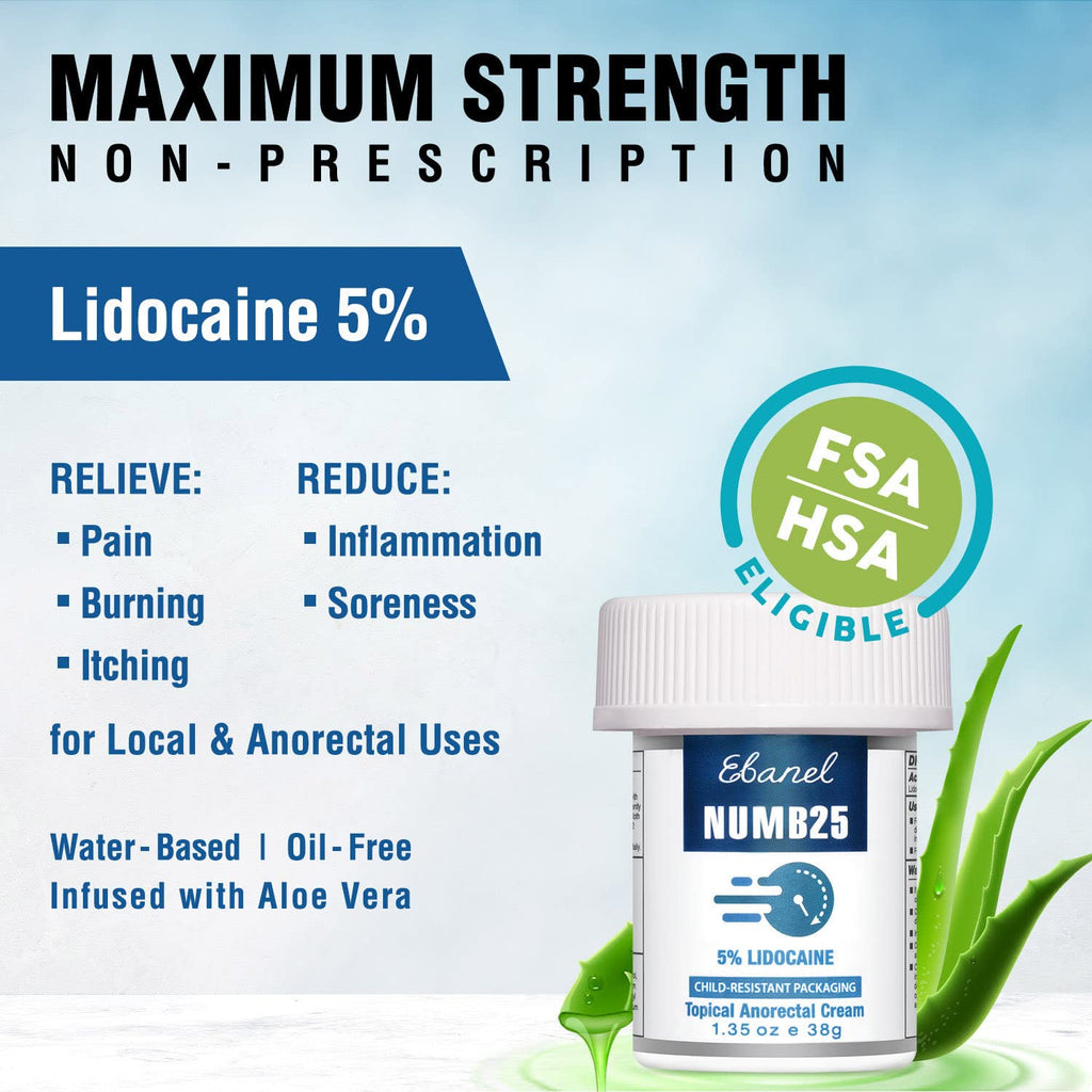 Ebanel Bundle of Lidocaine Numbing Spray, and Topical Numbing Cream 1 Oz - FENGGESTORE20