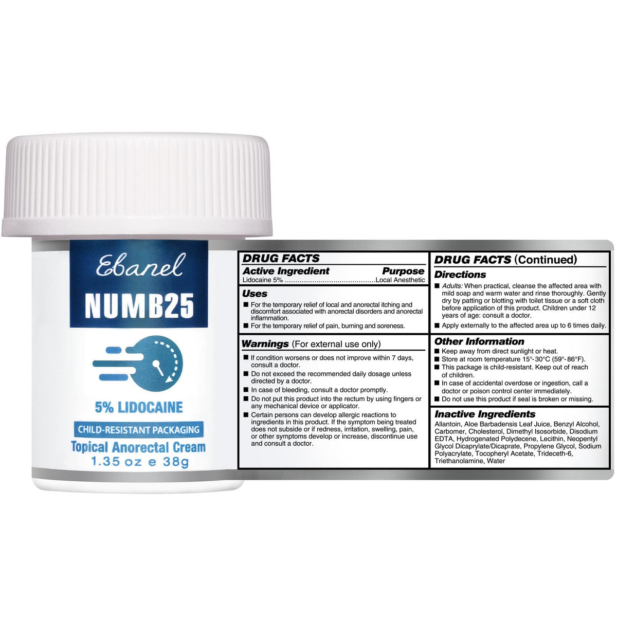 Ebanel Bundle of Lidocaine Numbing Spray, and Topical Numbing Cream 1 Oz - FENGGESTORE20