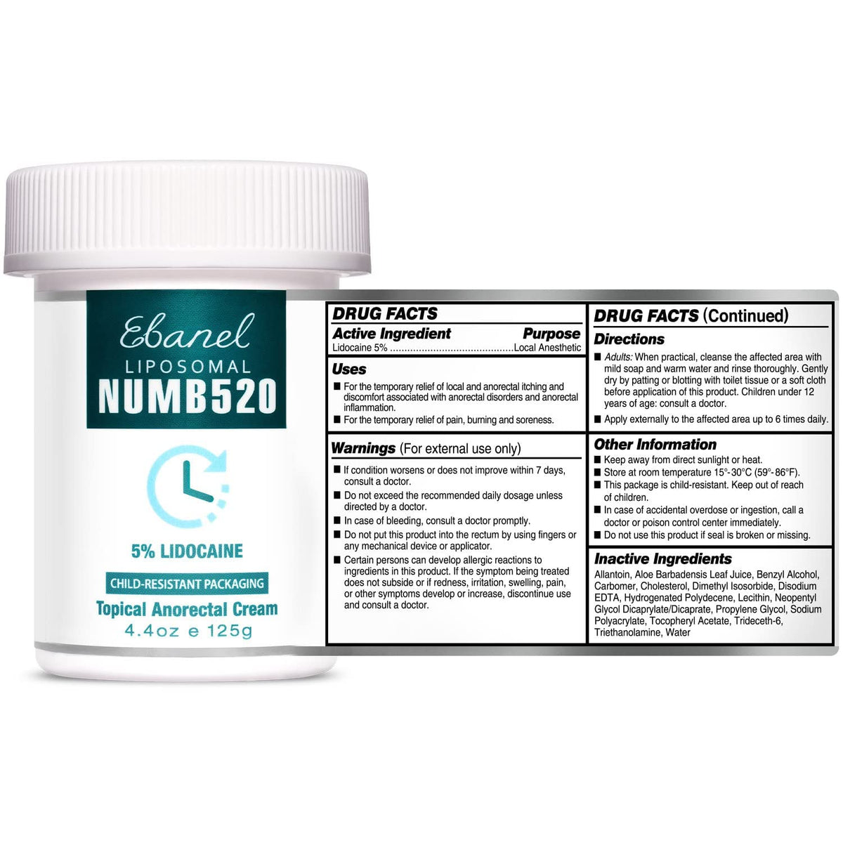 Ebanel Bundle of Pain Relief Cream Arnica Menthol 2 Oz, and Topical Numbing Cream 4 Oz - FENGGESTORE20