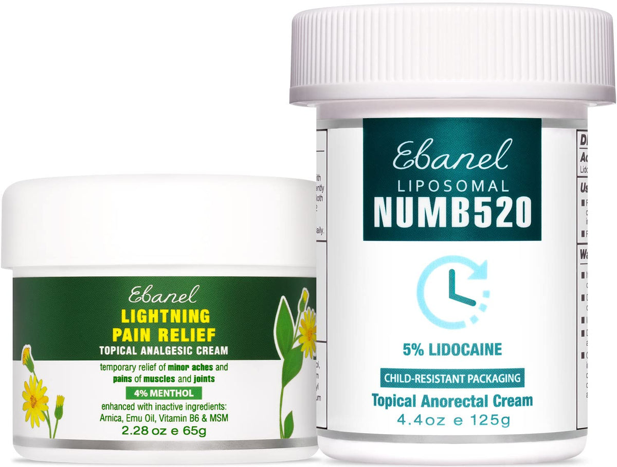 Ebanel Bundle of Pain Relief Cream Arnica Menthol 2 Oz, and Topical Numbing Cream 4 Oz - FENGGESTORE20