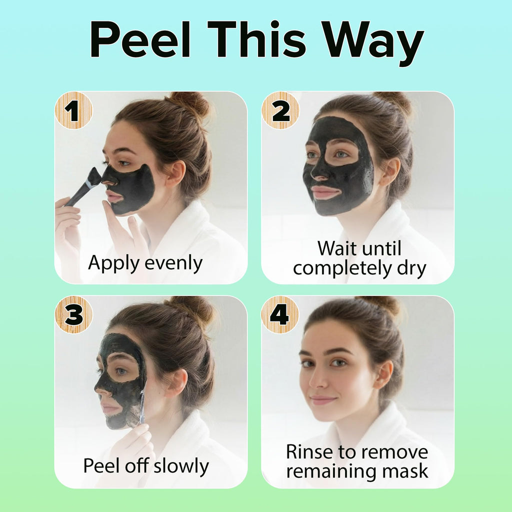Ebanel Charcoal Peel Off Face Mask Applicator Set, Deep Pore Cleansing Minimizer Blackhead Remover with Niacinamide, Hyaluronic Acid, Vitamin C, Green Tea, Deep Cleanse Black Masks Peel Off Gel Mask - FENGGESTORE20