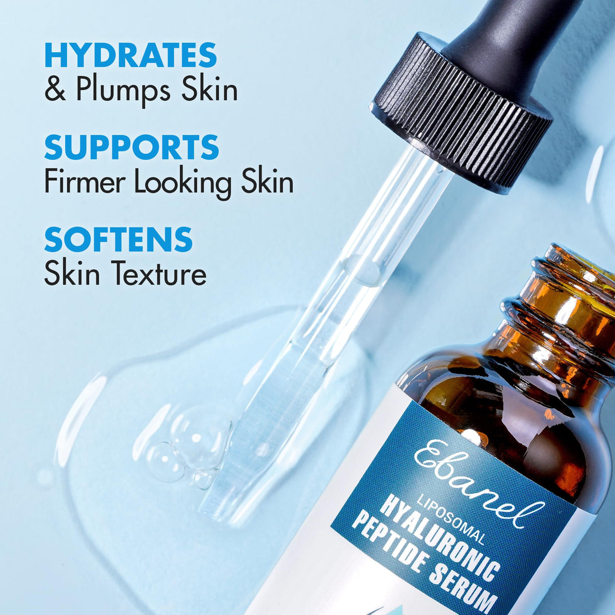 Ebanel Hyaluronic Acid Serum for Face with Peptides & Niacinamide, Hydrating Face Serum for Women, Age-Defying Formula Infused with Vitamins B, C & E to Plump, Firm & Smooth Skin - FENGGESTORE20