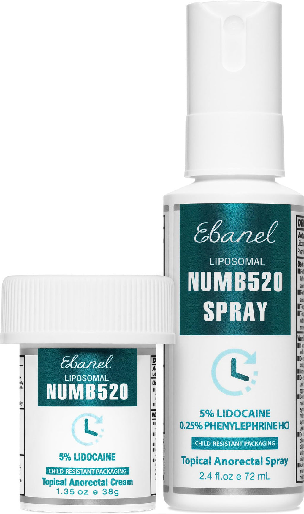 Ebanel Set of 5% Lidocaine Numbing Cream and 5% Lidocaine Spray Pain Relief Numbing Spray for Skin, Maximum Strength Topical Anesthetic to Numb Pain Burn Itch for Local and Anorectal Uses - FENGGESTORE20