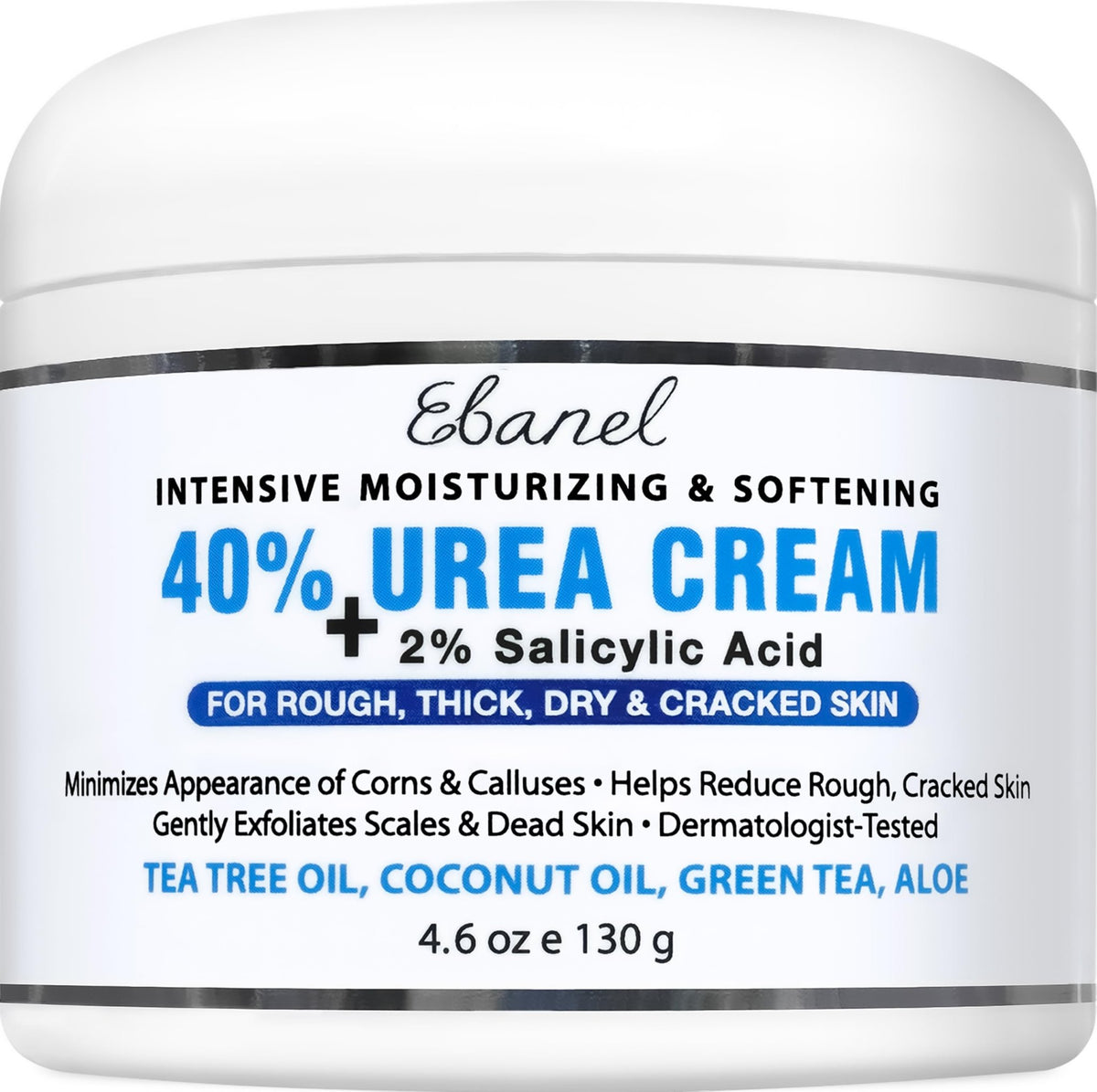 Ebanel Urea Cream 40% plus Salicylic Acid 2%, Foot Cream for Dry Cracked Heels Feet Knees Elbows Hands, Foot Dead Skin Cuticle Callus Remover Toenail Softener, Keratolytic Skin Barrier Repair - FENGGESTORE20