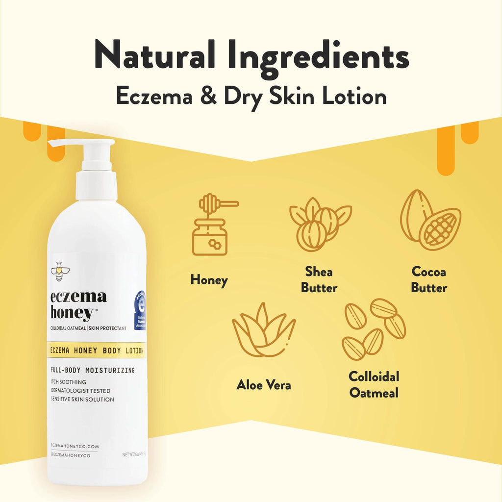 ECZEMA HONEY Oatmeal Body Lotion - Hand & Body Cream for Eczema Relief - Natural Dry Skin Repair (16 Oz) - FENGGESTORE20