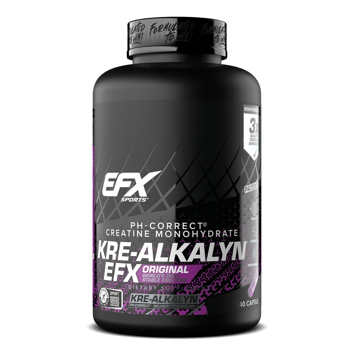 EFX Sports Kre-Alkalyn EFX | pH Correct Creatine Monohydrate Pill Supplement | Strength, Muscle Growth & Performance | 120 Servings, 240 Capsules - FENGGESTORE20