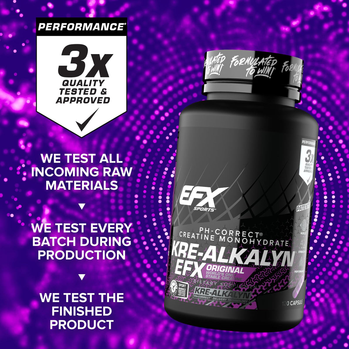 EFX Sports Kre-Alkalyn EFX | pH Correct Creatine Monohydrate Pill Supplement | Strength, Muscle Growth & Performance - FENGGESTORE20