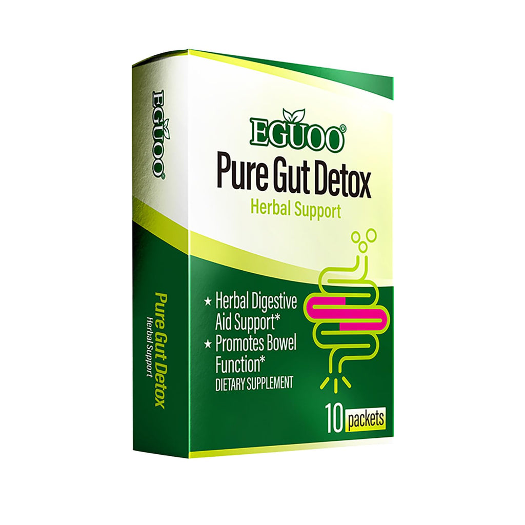 EGUOO Pure Gut Detox Powder – Bloating & Digestive Support | 10 Sachets Colon Cleanse with 2,456mg Prebiotics, DigeZyme® Enzymes & Senna - FENGGESTORE20
