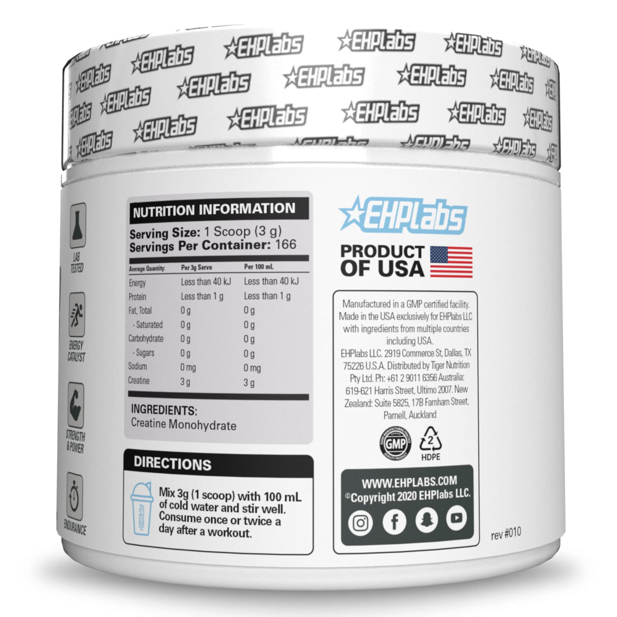 EHP Labs CREA-8 Micronized Creatine Monohydrate Powder - Unflavored Creatine Powder for Muscle Growth, Increased Strength, Enhanced Energy Output - FENGGESTORE20
