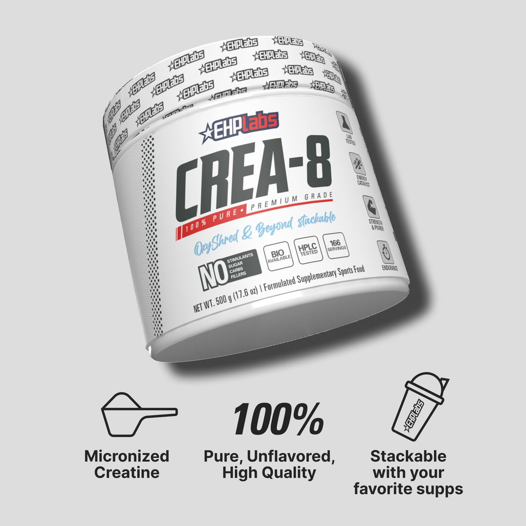 EHP Labs CREA-8 Micronized Creatine Monohydrate Powder - Unflavored Creatine Powder for Muscle Growth, Increased Strength, Enhanced Energy Output - FENGGESTORE20