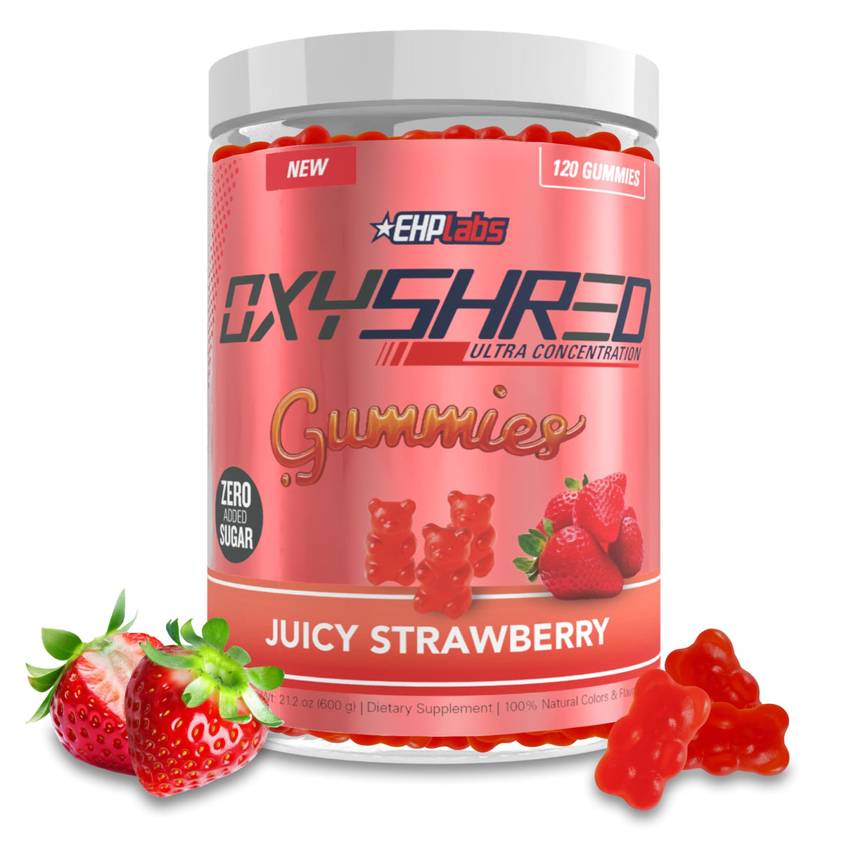 EHP Labs OxyShred Gummies - Pre Workout Gummies & Energy Chews with 100mg Caffeine, L-Carnitine for Thermo & Metabolic Support, All Natural Energy Boost - FENGGESTORE20