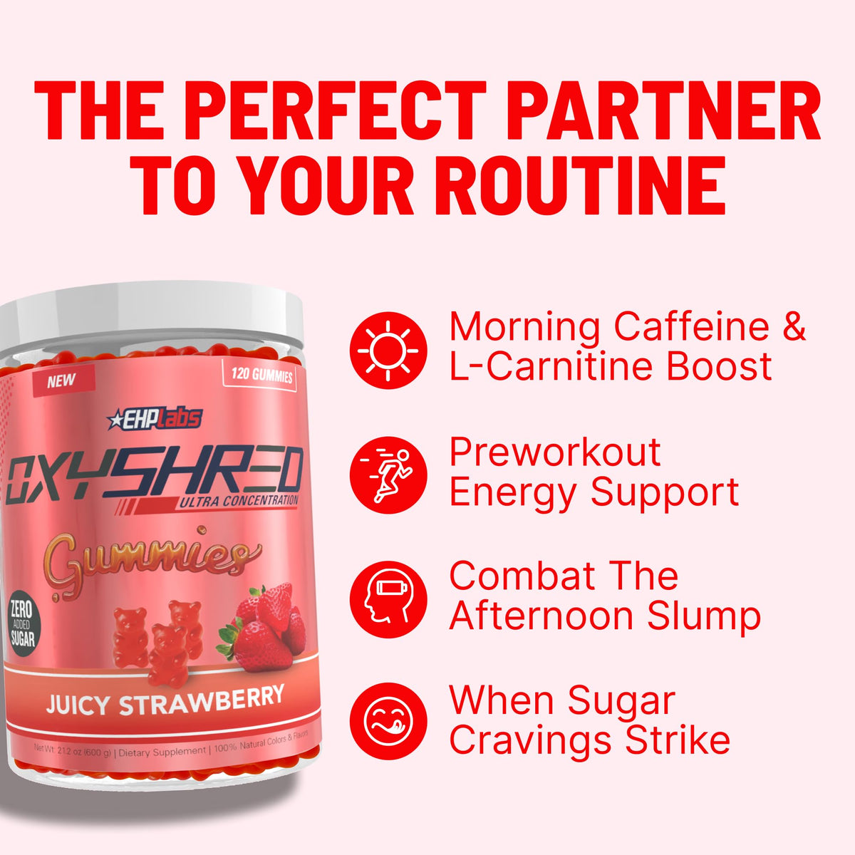 EHP Labs OxyShred Gummies - Pre Workout Gummies & Energy Chews with 100mg Caffeine, L-Carnitine for Thermo & Metabolic Support, All Natural Energy Boost - FENGGESTORE20