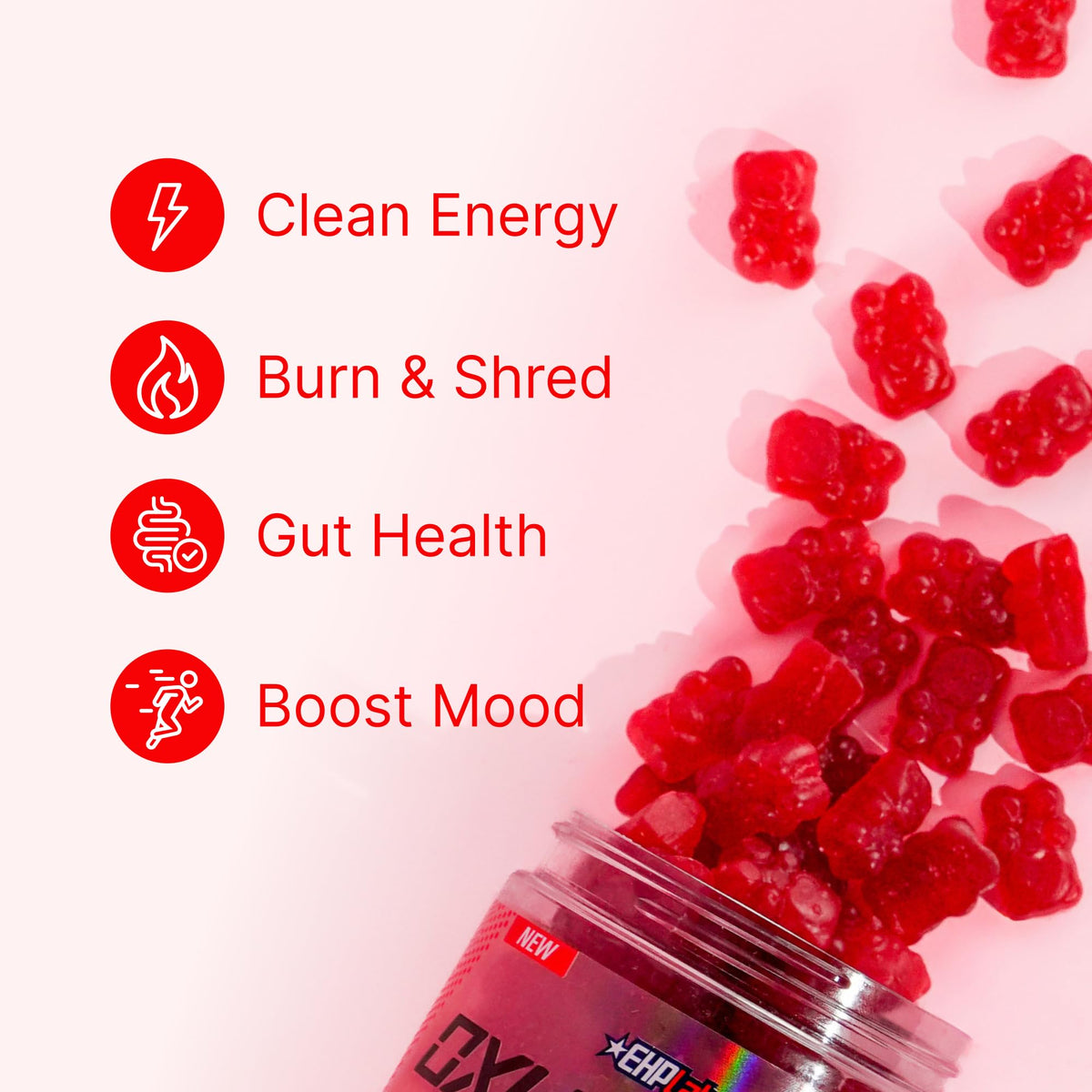 EHP Labs OxyShred Gummies - Pre Workout Gummies & Energy Chews with 100mg Caffeine, L-Carnitine for Thermo & Metabolic Support, All Natural Energy Boost - FENGGESTORE20