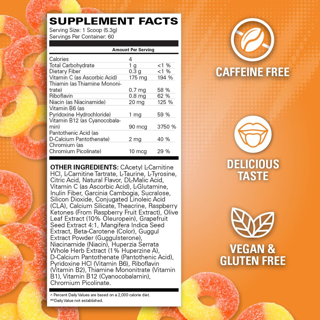 EHP Labs OxyShred Non Stimulant Pre Workout Powder - Stim Free Pre Workout, Caffeine Free Preworkout for Men & Women with L Glutamine & Acetyl L Carnitine - Peach, 60 Servings - FENGGESTORE20