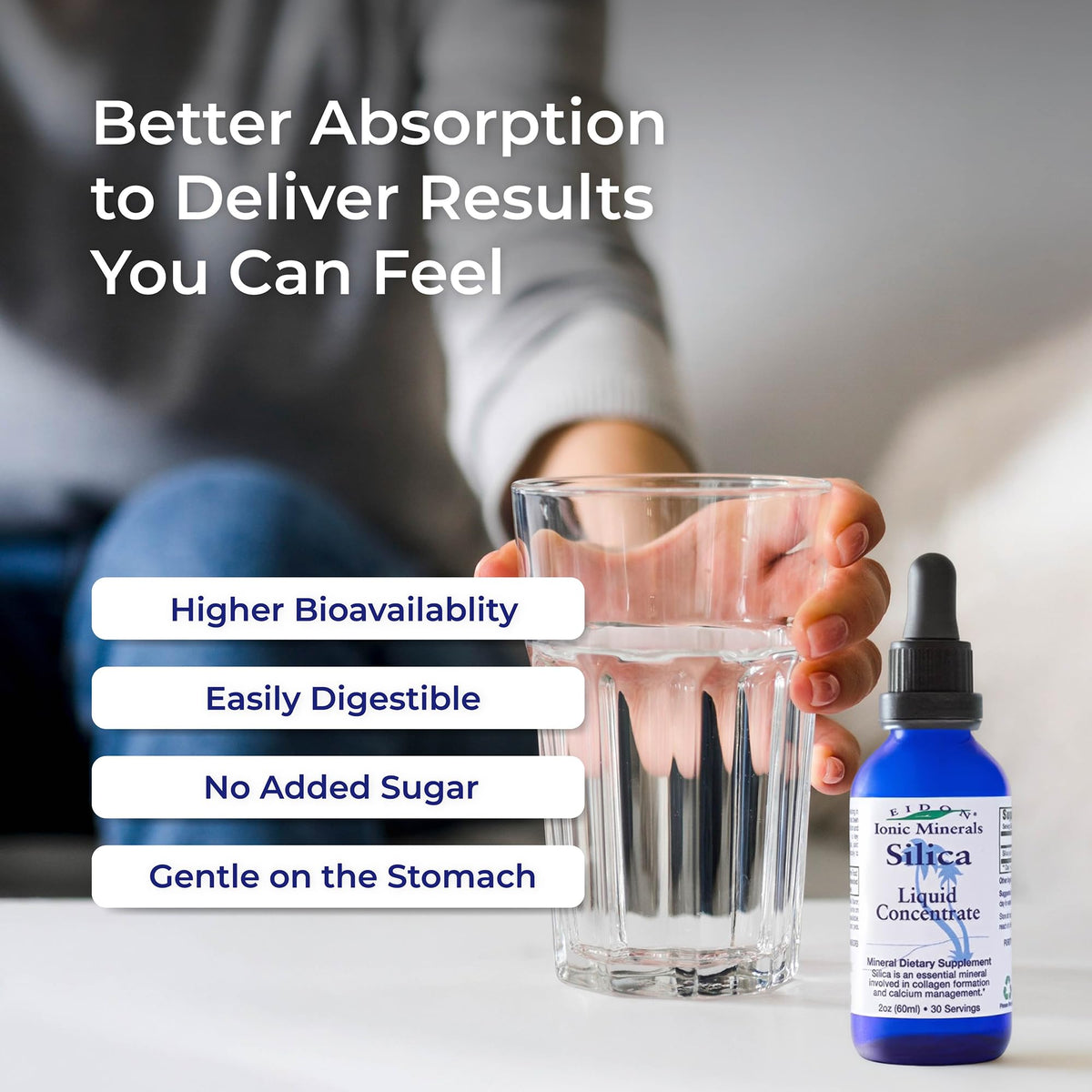 Eidon Liquid Silica Mineral Concentrate - Silica Supplement for Hair, Skin, and Nails, Supplement Drops to Support Collagen Production & Hair Loss - FENGGESTORE20